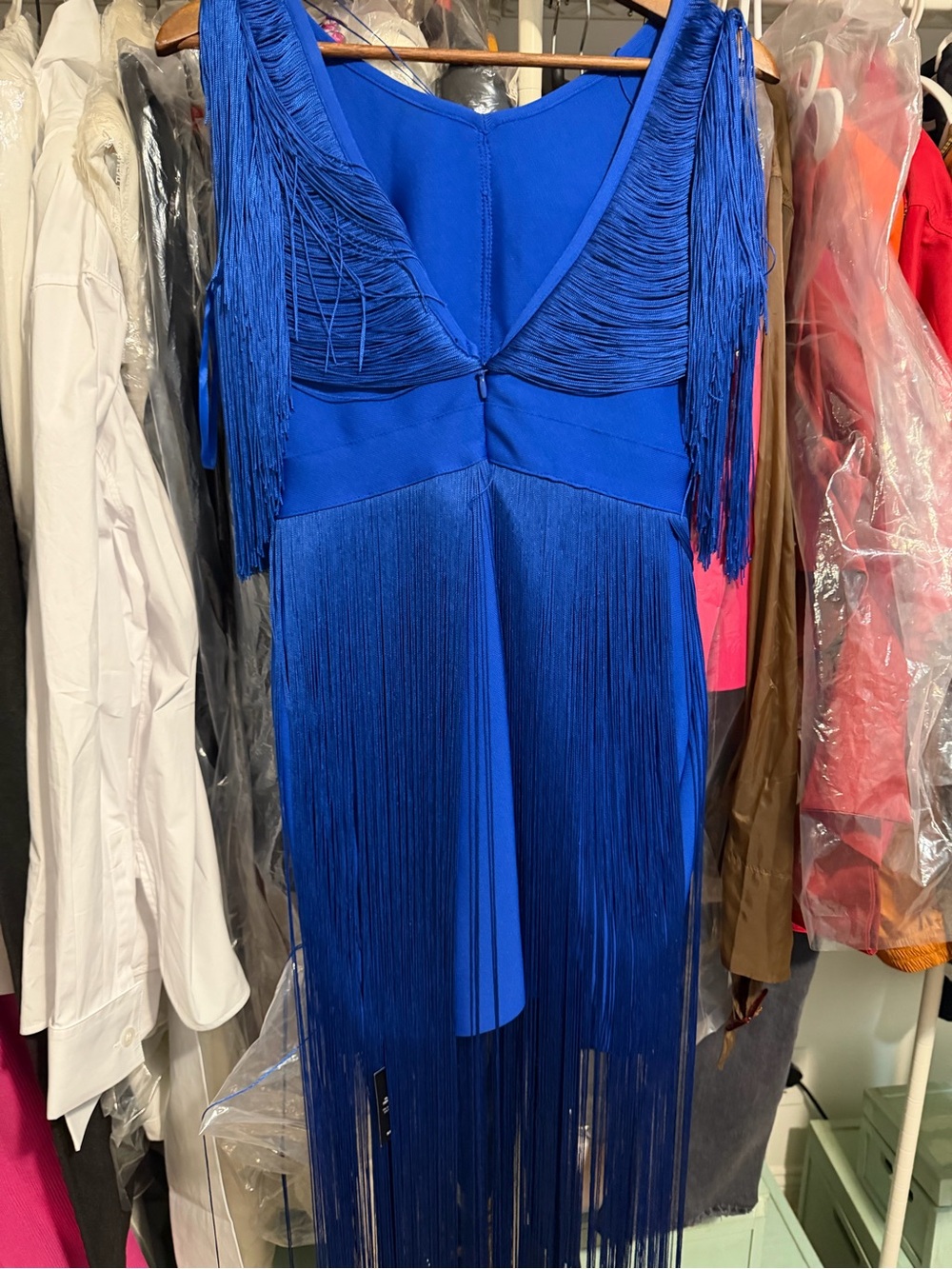 Karen Millen Electric Blue High-Low Fringe Dress - Picture 7 of 7